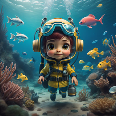 Chibi Explorer on Water Planet